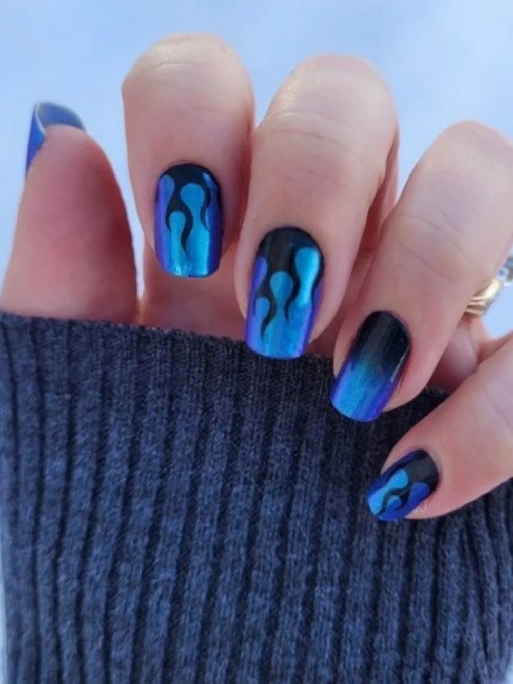 *Exclusive* Color Street: Hall of Flame | Blue Black Fire Shimmer Party Goth